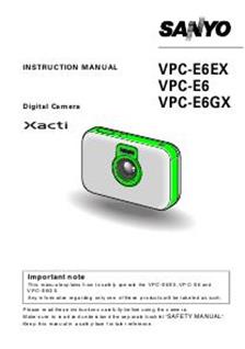 Sanyo E 6 manual. Camera Instructions.